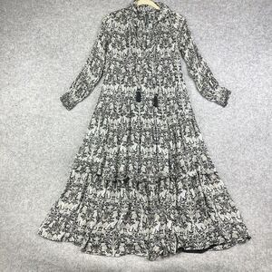 Anthropologie Marais Chiffon Maxi Dress Womens S Bunny Rabbit Boho Lined FLAW*